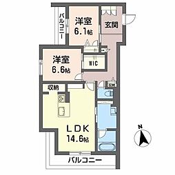 シャーメゾンプレミアス下助任　ＢＥＬＳ認証 3階2LDKの間取り