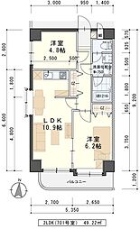 ベルメゾン新田東 7階2LDKの間取り