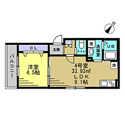 マロン　クレール 3階1LDKの間取り