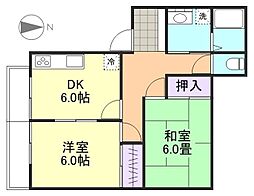 セレッソ玉島 2DKの間取図画像