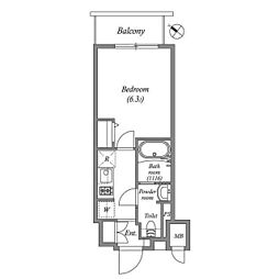 オーパスホームズ南行徳 14階1Kの間取り