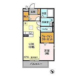 JR常磐線 水戸駅 バス15分 一里塚下車 徒歩1分の賃貸アパート 1階1LDKの間取り
