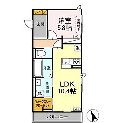 D’s LIEN (ディ-ズリアン)　E 3階1LDKの間取り