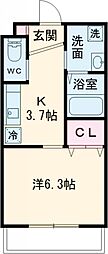 セントポリア泉 1Kの間取図画像