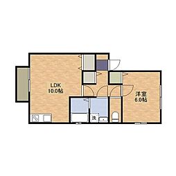 ルピナＭ 2階1LDKの間取り