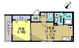 マロン　クレール 2階1LDKの間取り