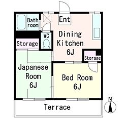 第二フラワーハイツ 1階2DKの間取り