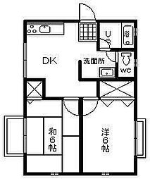 オーエヌハイツ 2DKの間取図画像