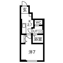 RESI大沢川原II 1階1Kの間取り