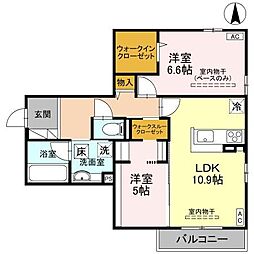 D-Grande東田地方 1階2LDKの間取り