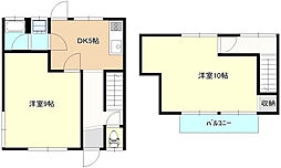増宮アパート 1階2DKの間取り