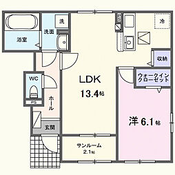 プラネット 1階1LDKの間取り