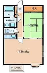 コーポ山田 1階1LDKの間取り