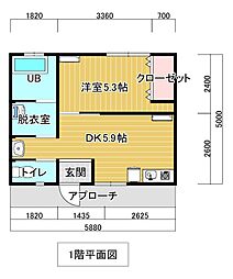 つばき荘 1階1DKの間取り