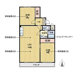 メゾンドール小島 2階2LDKの間取り