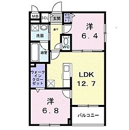 アーバンコート堀川西 2LDKの間取図画像