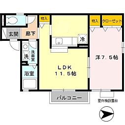 エクセレント　ステージ 2階1LDKの間取り