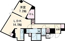 熊本市電A系統 辛島町駅 徒歩3分の賃貸マンション 9階1LDKの間取り