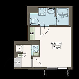 Ａｇｒａｎｄｅ一橋学園（エイグラン一橋学園） 2階1Kの間取り