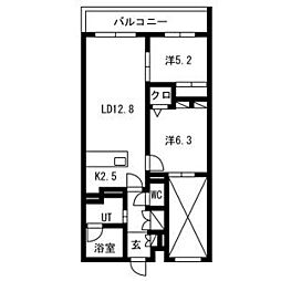 PRIME COURT la foret 平岸(プライムコートラフォーレ平岸) 3階2LDKの間取り
