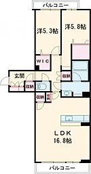 ヴェルメゾン須屋 2階2LDKの間取り