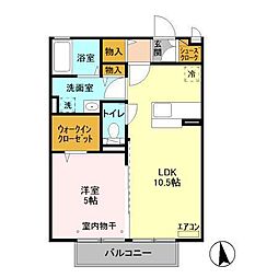 アルシス　I 2階1LDKの間取り