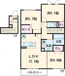 Ranunculus(ラナンキュラス) 2階3LDKの間取り