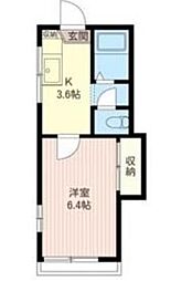 グランメール 1階1Kの間取り