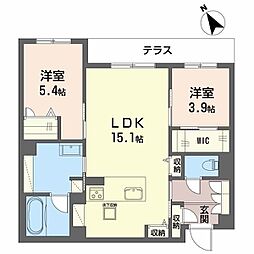 WithPlus天保山公園 1階2LDKの間取り