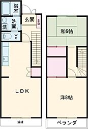 第5錦フルーツコーポ　バナナ 1階2LDKの間取り