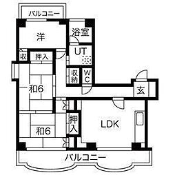 ISハイツ 2階3LDKの間取り