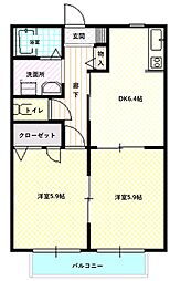 JR東北新幹線 古川駅 徒歩19分の賃貸アパート 1階2DKの間取り