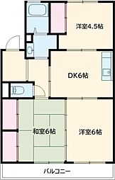 サクセスすずき 3階3DKの間取り