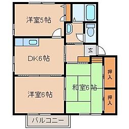 ルキヤ　Ｂ 1階3DKの間取り
