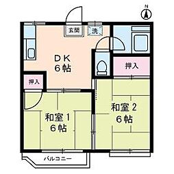 コーポ・5 2階2DKの間取り