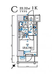 LEXE 横濱関内 3階1Kの間取り
