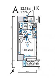 LEXE 横濱関内 3階1Kの間取り