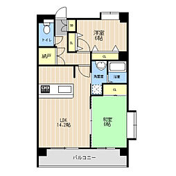 レークヒル画図III 2階2LDKの間取り