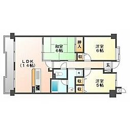 エスポア高蔵寺 8階3LDKの間取り