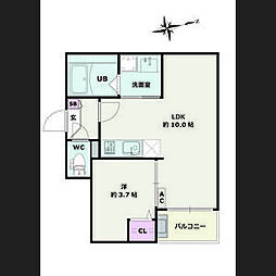 Jack funamachiII 1階1LDKの間取り