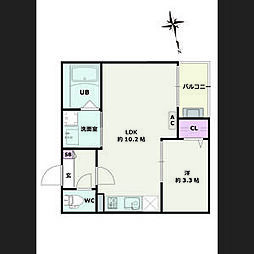 Jack funamachiI 3階1LDKの間取り