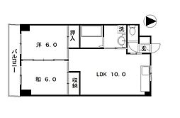 エスタンシア 1階2LDKの間取り