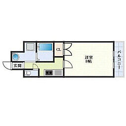 ティムゥル九条 1Kの間取図画像