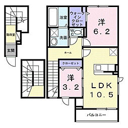 ヒカルサ小平栄町 3階2LDKの間取り