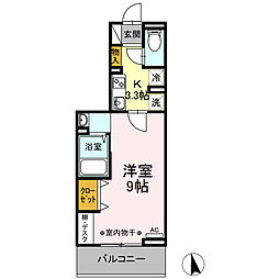 仙台市営南北線 長町駅 徒歩10分の賃貸アパート 2階1Kの間取り
