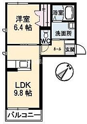シャーメゾン小串 1階1LDKの間取り