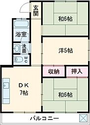 西野グリーンハイツ 1階3DKの間取り