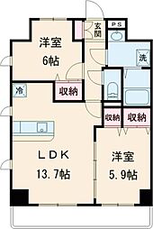 サンモールF.K.D 4階2LDKの間取り