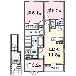ルシール 2階3LDKの間取り
