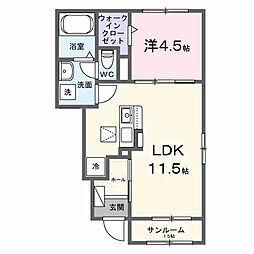 ハウス　レイワ7Ｎ 1階1LDKの間取り